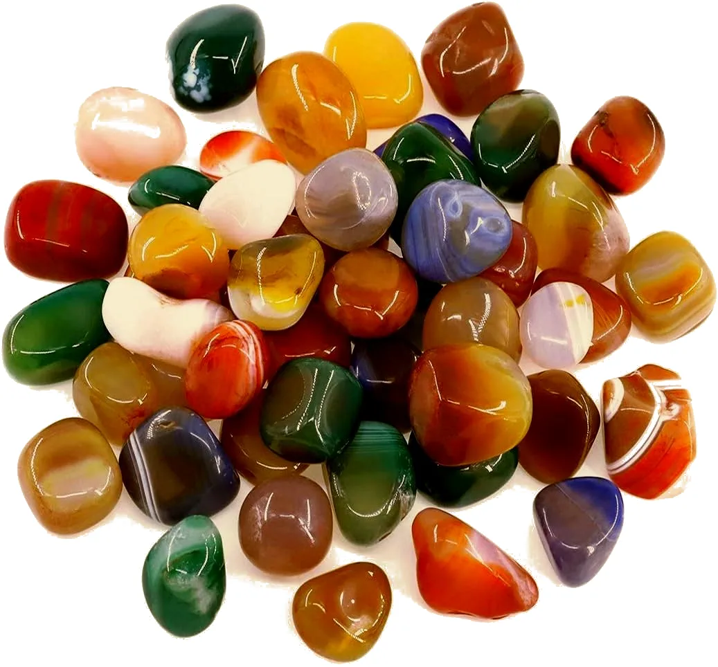 Agate Tumbled StonesPolished banded pieces, well suited for everyday grounding and balance.View on AmazonRead Reviews