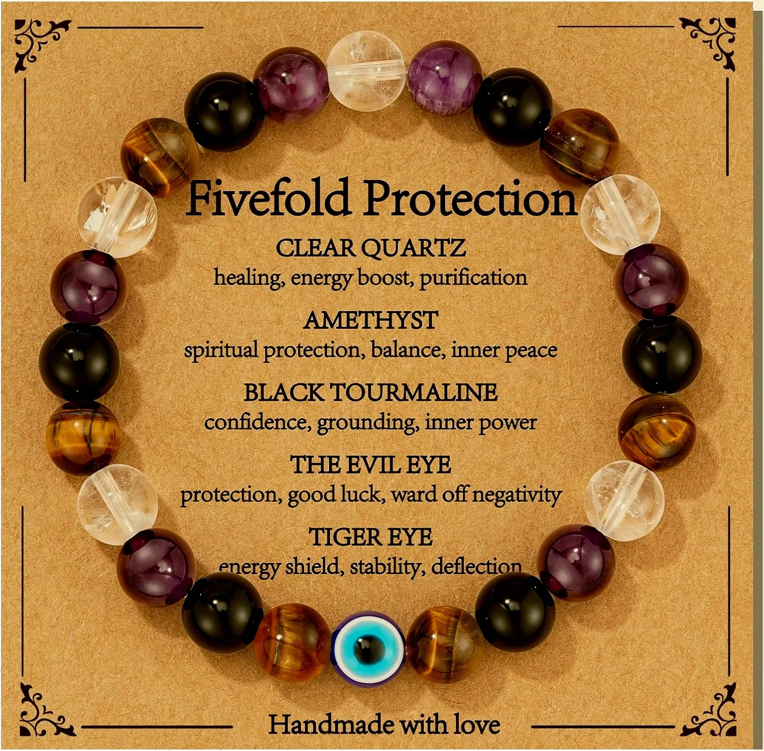 Black Tourmaline & Clear Quartz Bracelet